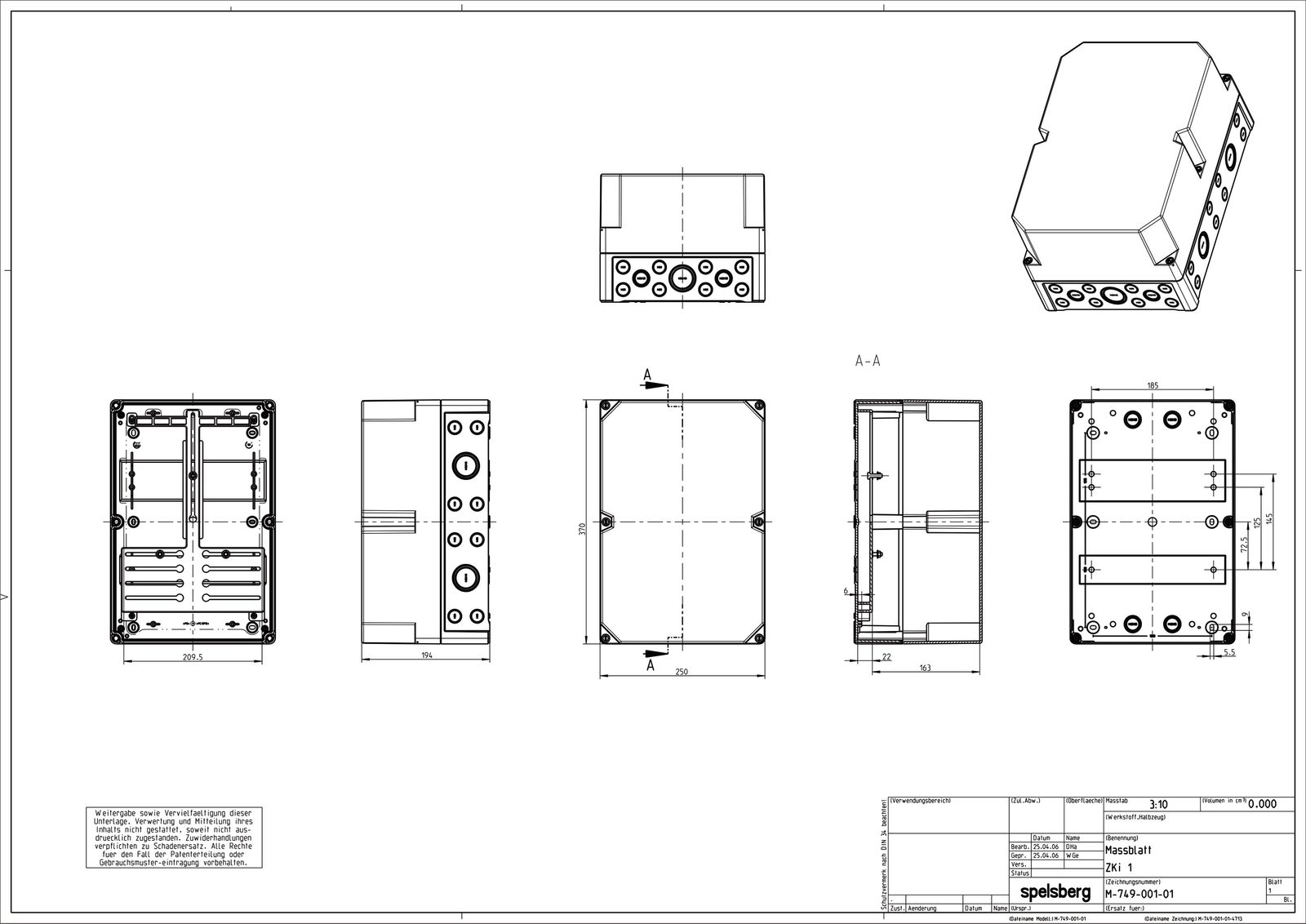 Zählergehäuse Aufb IP65 Kst 250x193x370mm