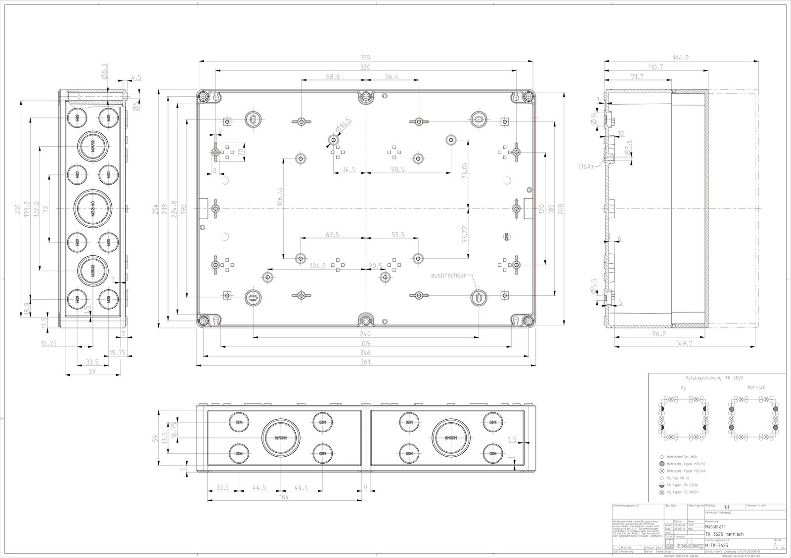 Leergehäuse Kst IP66 B254xH360xT165mm ET150mm geschl