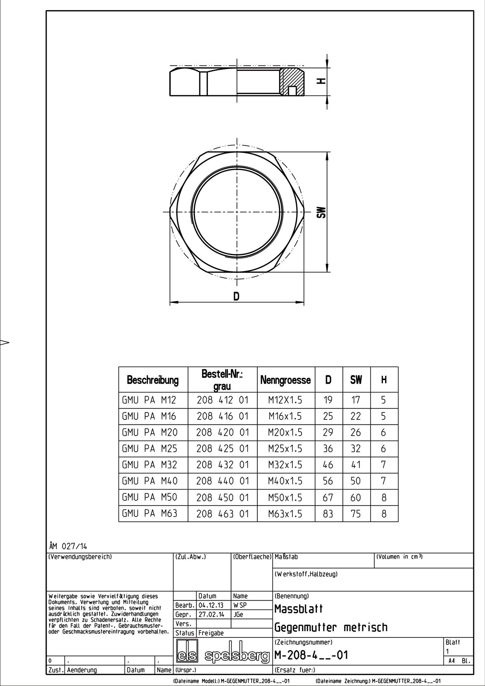 Gegenmutter M20 PA unbeh ws Polyamid (PA)