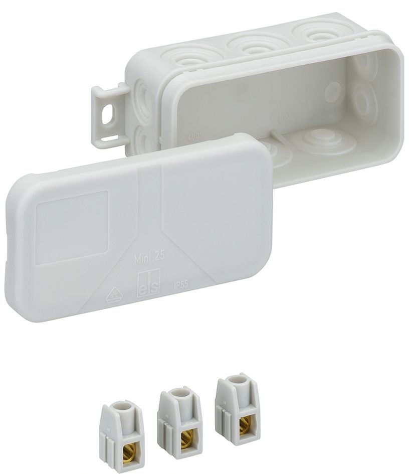 Abzweigdose IP55 2,5qmm 89x43x37mm gr Kst Klemm Wand/Decke hfr