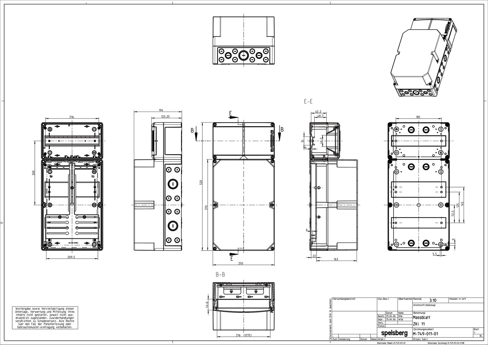 Zählergehäuse Aufb IP65 Kst 250x193x520mm