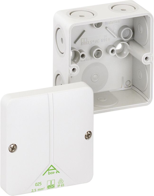 Abzweigdose IP65 2,5qmm 80x80x52mm gr Kst Wand/Decke hfr