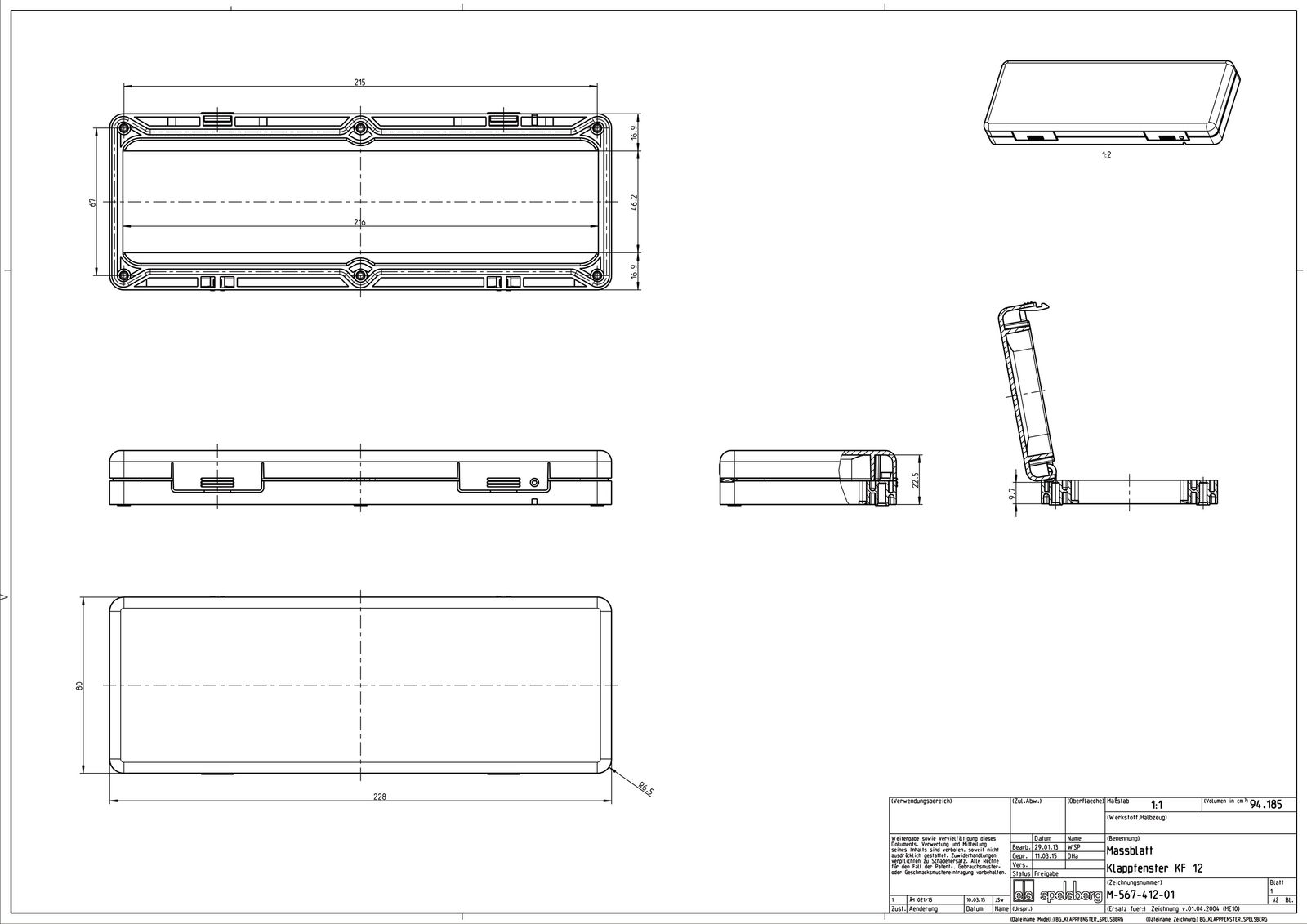 Sichtfenster 228x80x23mm