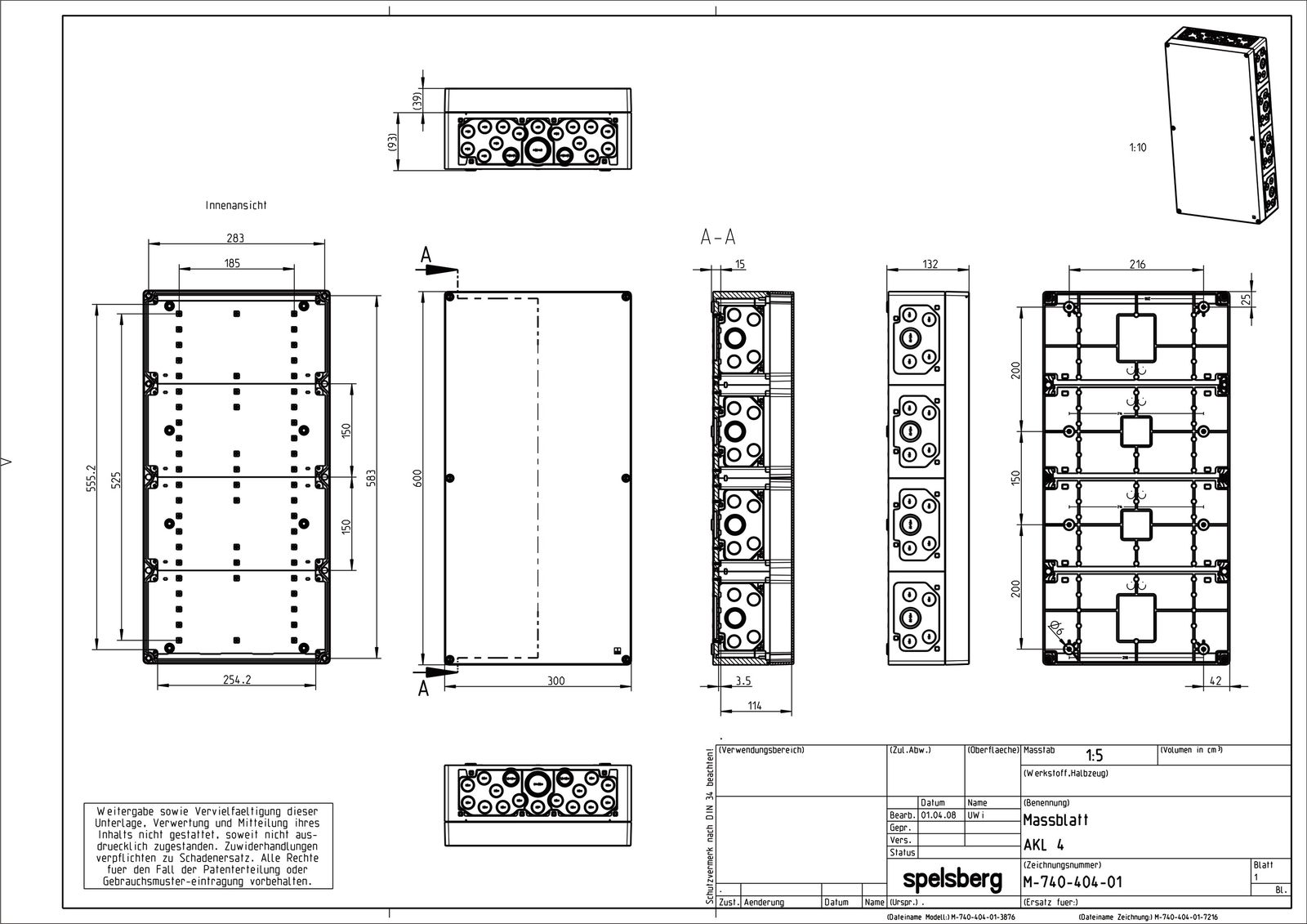 Leergehäuse Kst IP65 B300xH600xT132mm geschl