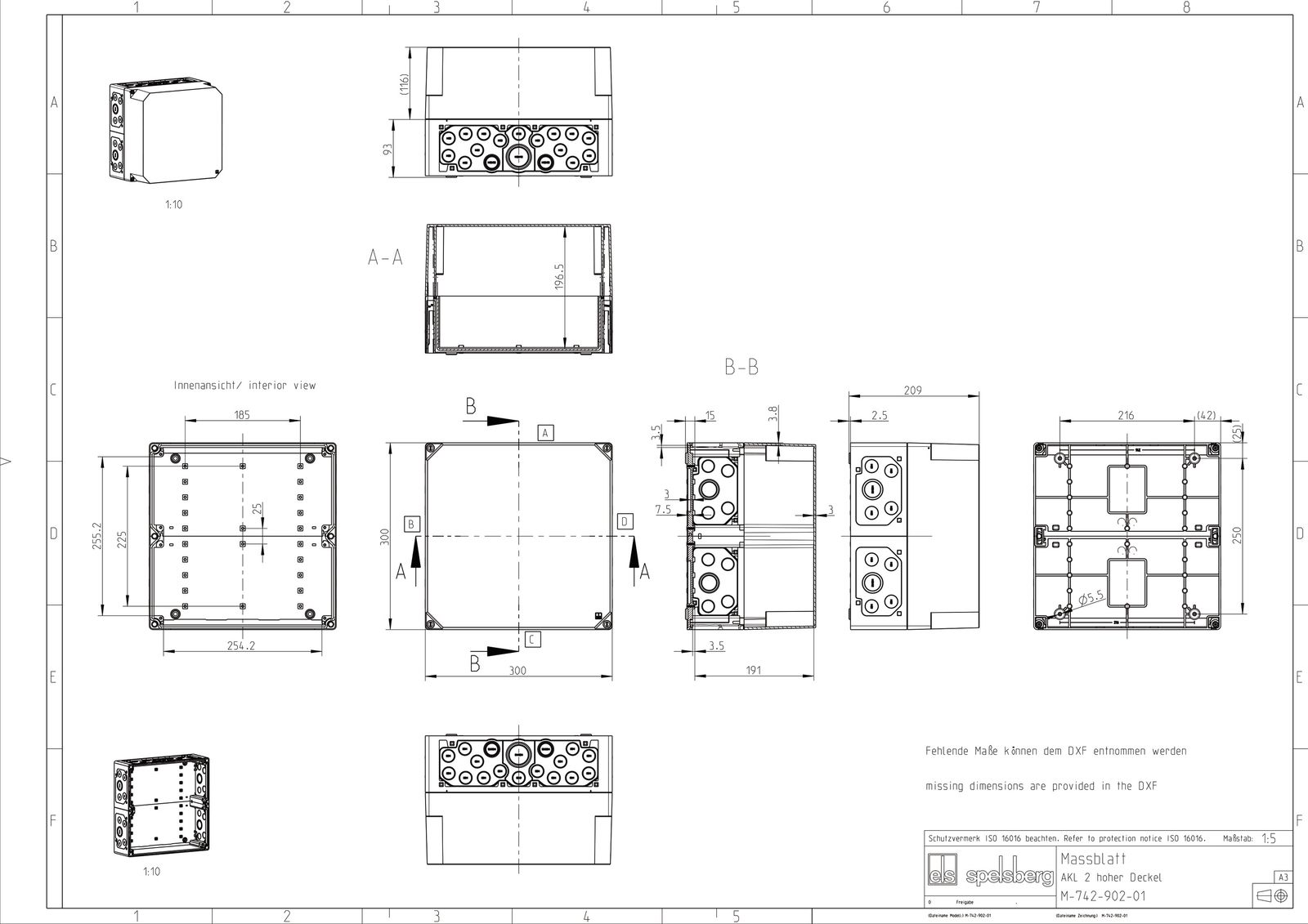 Leergehäuse Kst IP65 B300xH300xT210mm ET191mm geschl
