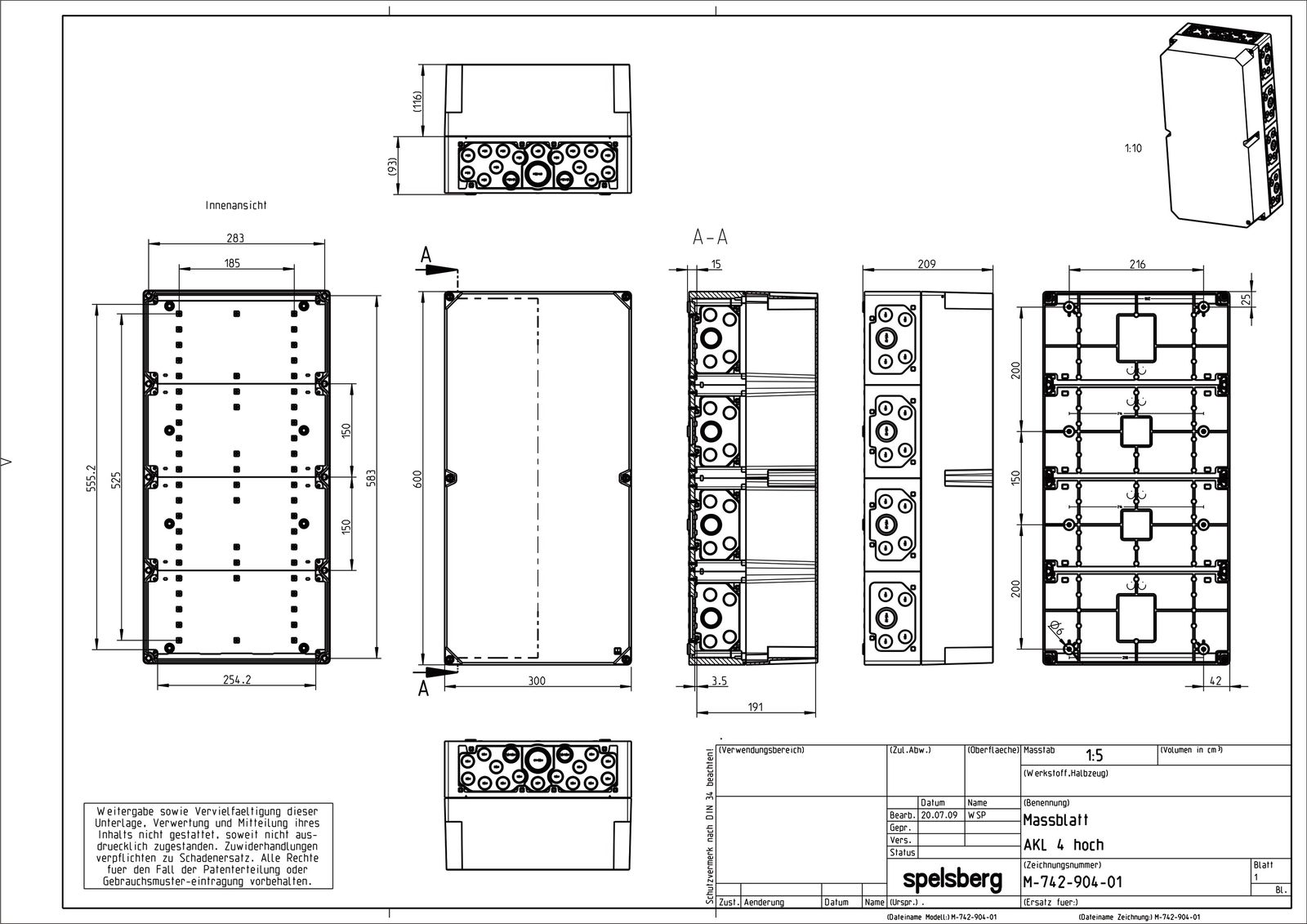 Leergehäuse Kst IP65 B300xH600xT210mm ET191mm geschl