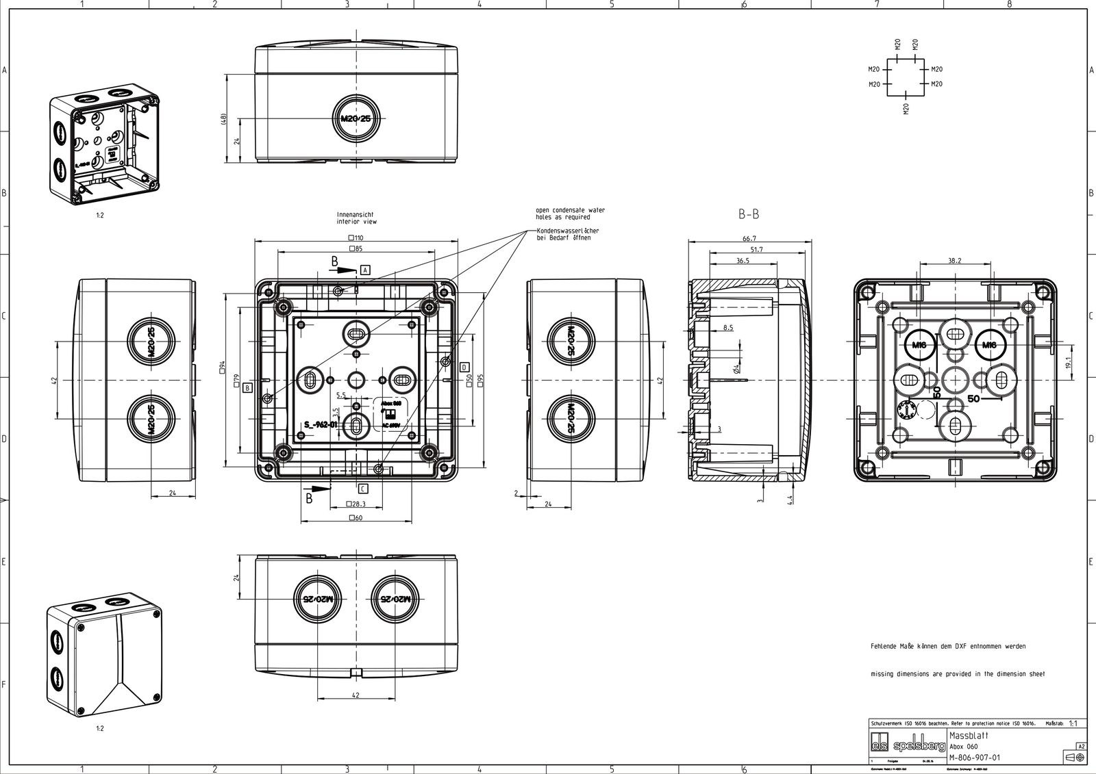 Abzweigdose IP65 6qmm 110x110x67mm gr Kst Wand/Decke hfr