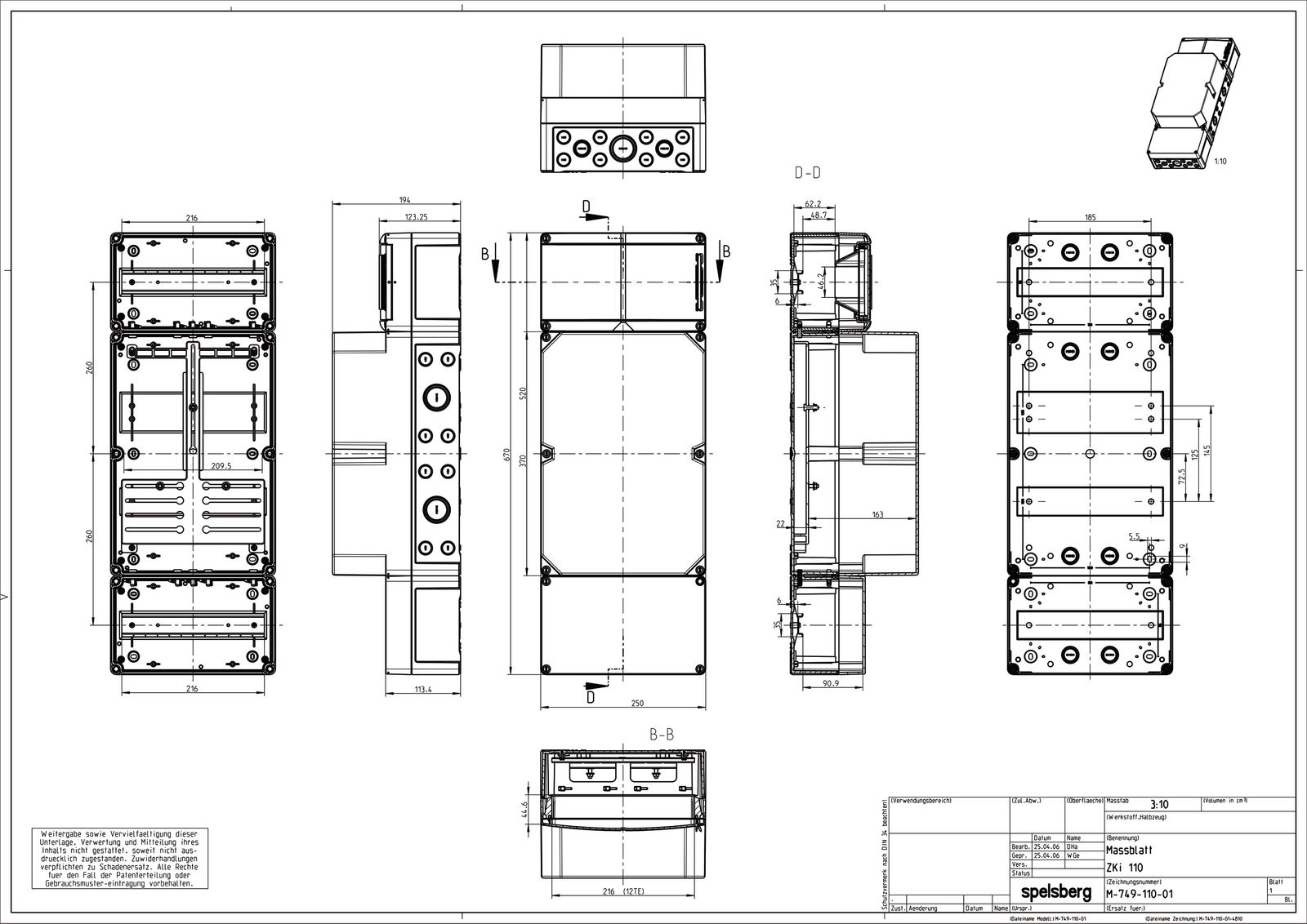 Zählergehäuse Aufb IP65 Kst 250x193x670mm