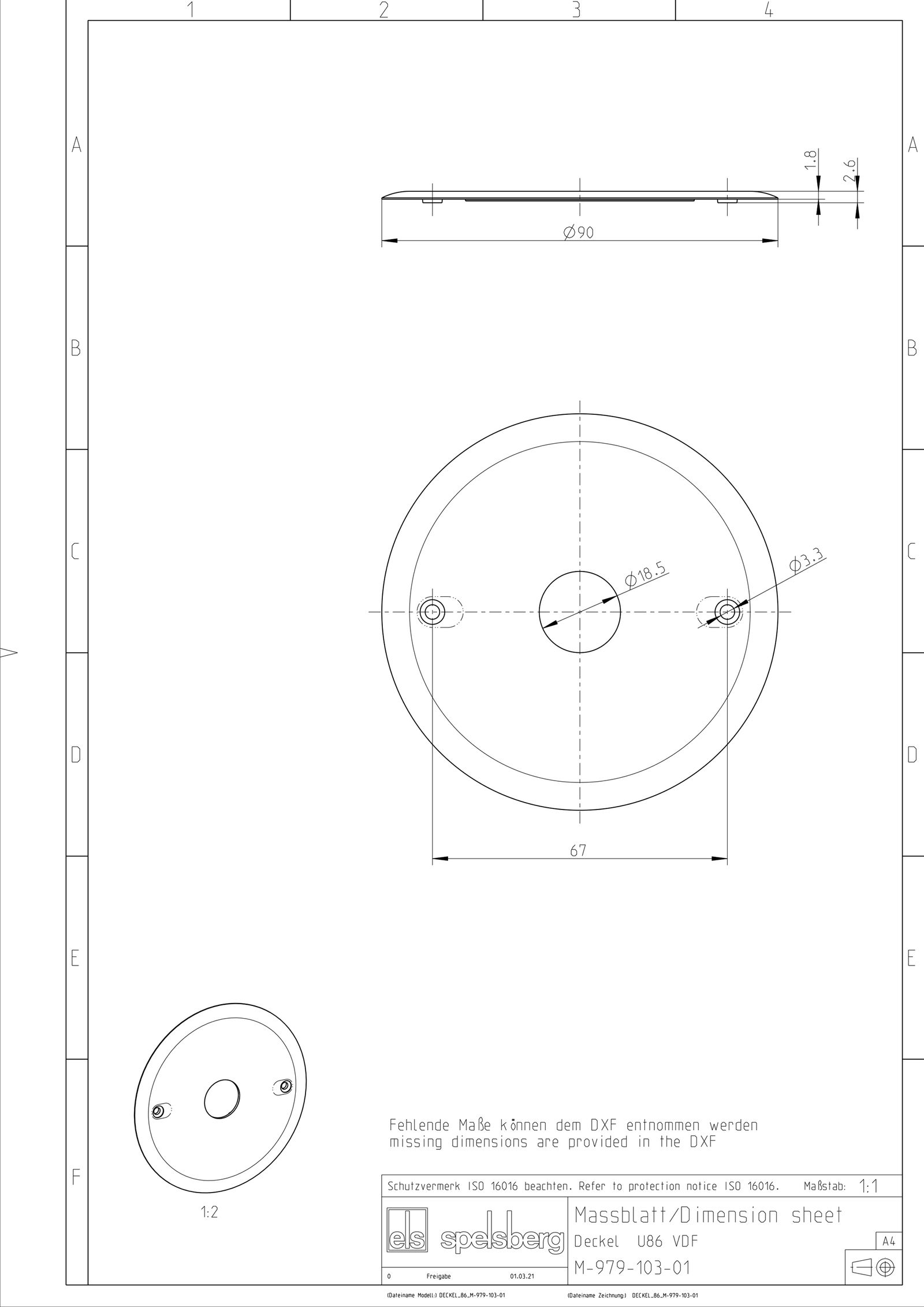 Schraubdeckel Kst hfr Ø90mm rnd Schraubdeckel