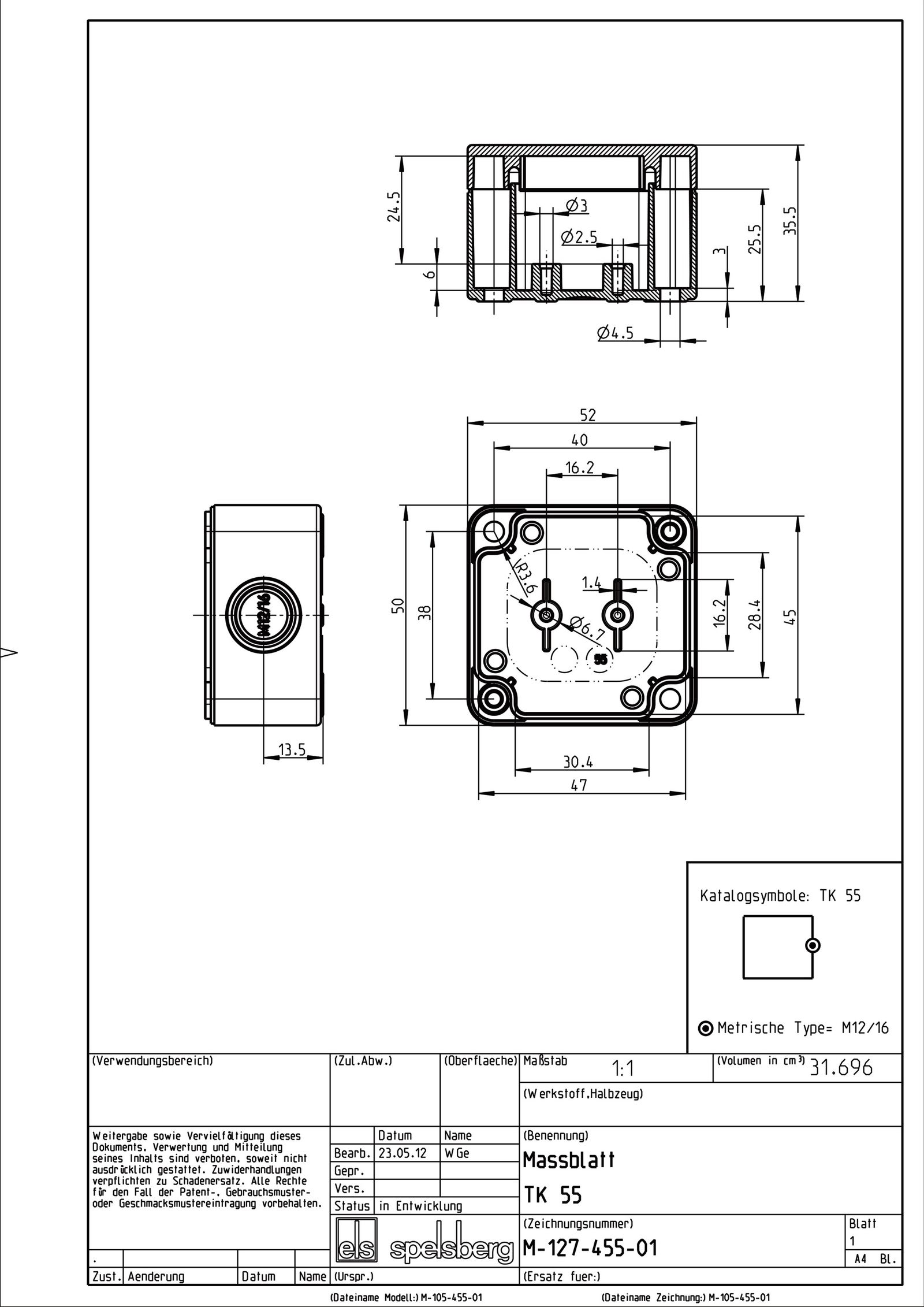 Leergehäuse Kst IP66 B50xH52xT35mm ET24mm geschl