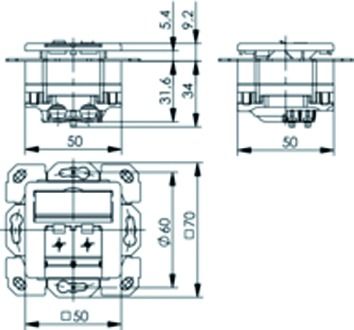 Anschlussdose Cat6 2xRJ45 LSA Kanaleinb aws schräg m.Staubschutz