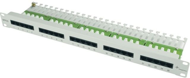 Patchpanel 25Ports 1HE Cat3 RAL7035 19Zoll-Einbau