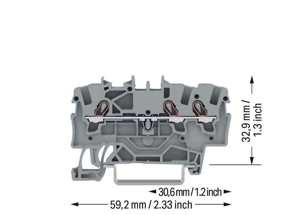 Reihenklemme 0,25-1,5qmm Serie 2001 18A 1Etage 3kl gr Hutschiene TH35