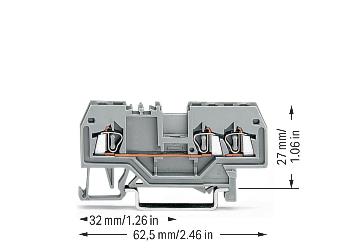 Reihenklemme 0,08-1,5qmm Serie 279 18A 1Etage 3kl gr Hutschiene TH35
