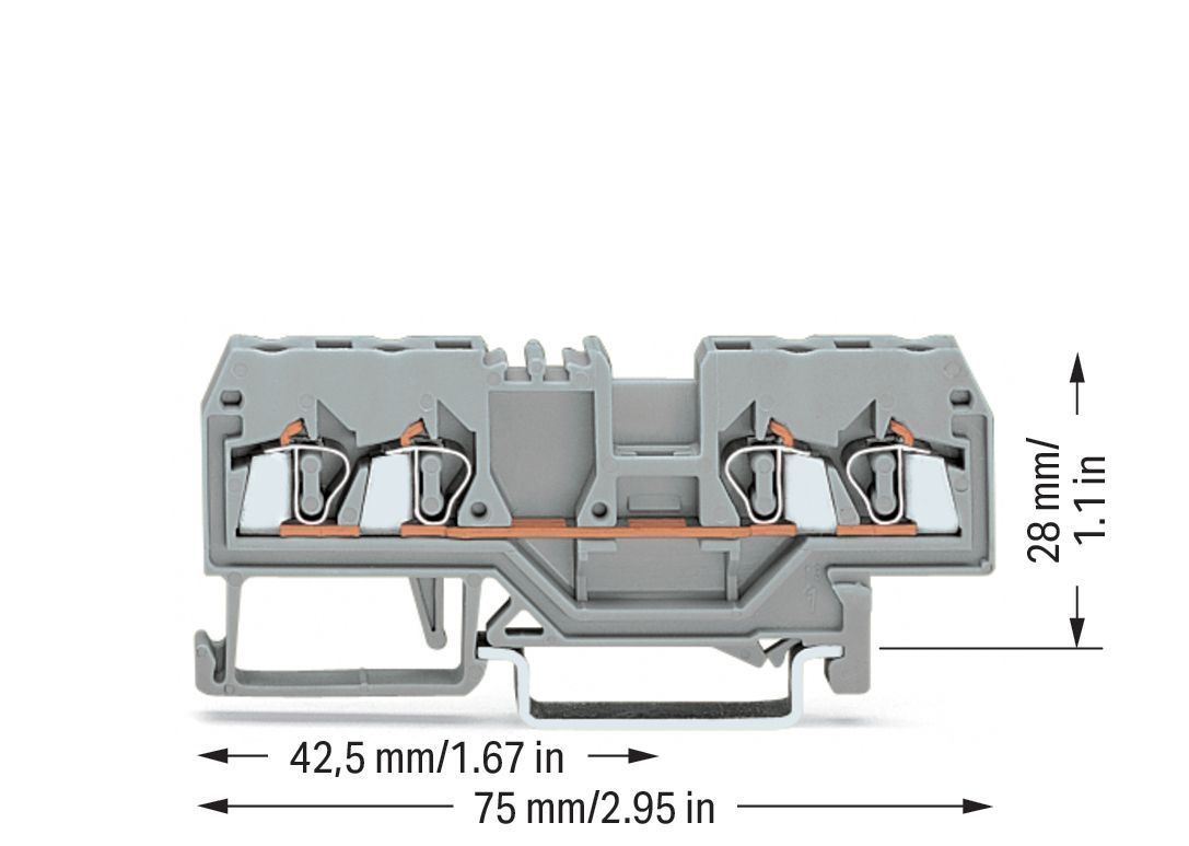 Reihenklemme 0,08-2,5qmm Serie 280 20A 1Etage 4kl gr Hutschiene TH35