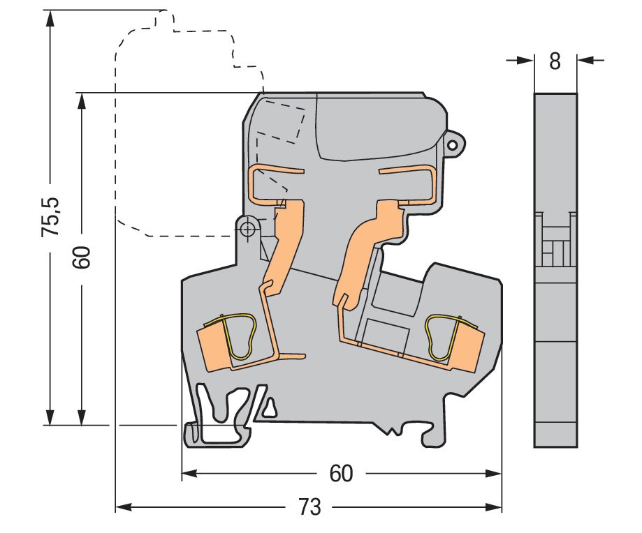 Sicherungs-Reihenklemme Serie 281 10A 0,08-4qmm G-Sich 5x20mm schwenkb
