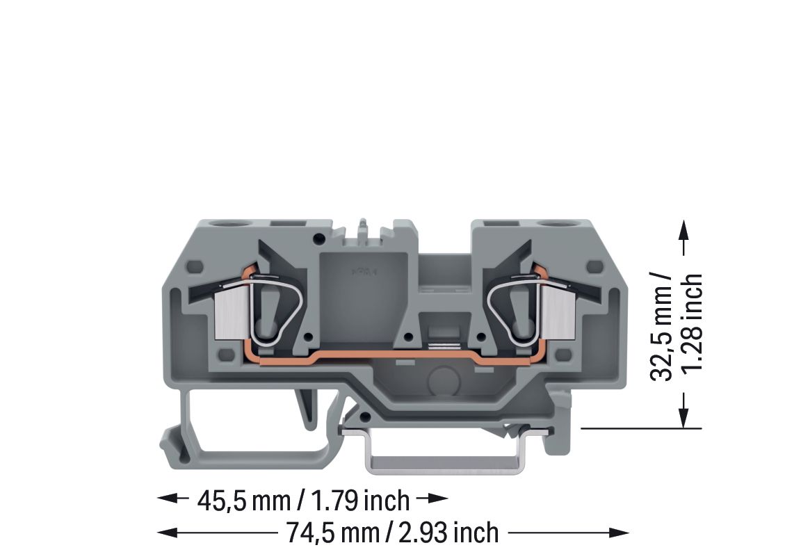 Reihenklemme 0,2-6qmm Serie 282 1Etage 2kl gr 41A Hutschiene TH35