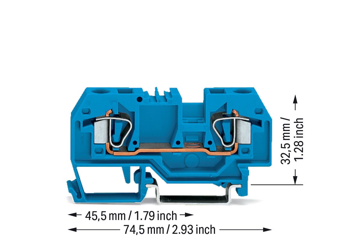 Reihenklemme 0,2-6qmm Serie 282 1Etage 2kl bl 41A Hutschiene TH35