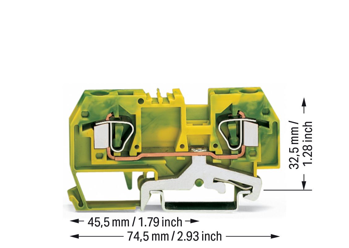 Schutzleiter-Reihenklemme Serie 282 0,2-6qmm gn/ge 1Etage APL_erf.