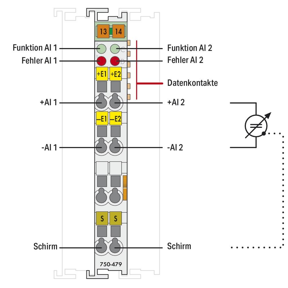 Analoges I/O-Modul DC Serie 750 24V Eing.Spg Spannung Federzugans