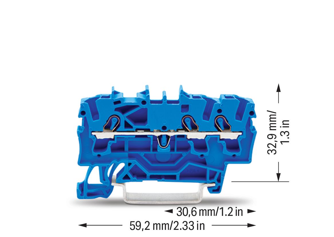 Reihenklemme 0,25-2,5qmm Serie 2002 24A 1Etage 3kl bl Hutschiene TH35