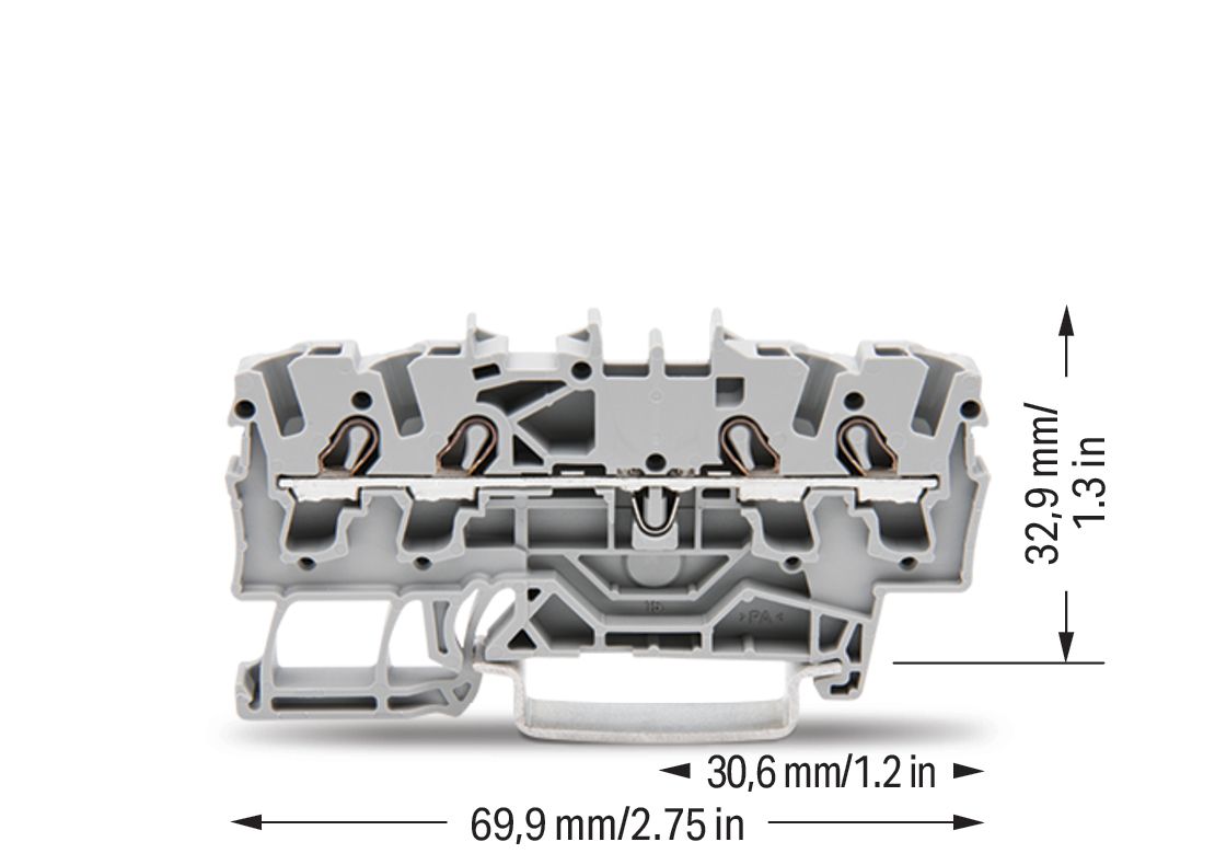 Reihenklemme 0,25-2,5qmm Serie 2002 24A 1Etage 4kl gr Hutschiene TH35