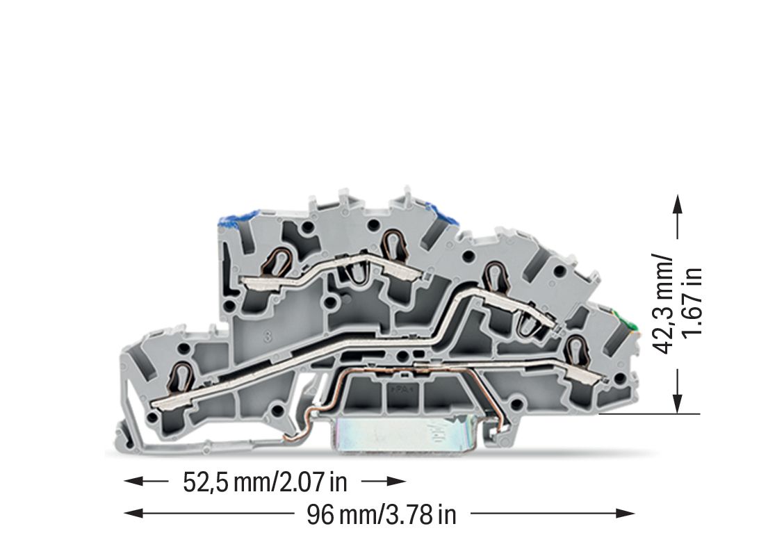 Installationsklemme 32A Serie 2003 3pot 0,25-4qmm gr APL_erf. Federzugans