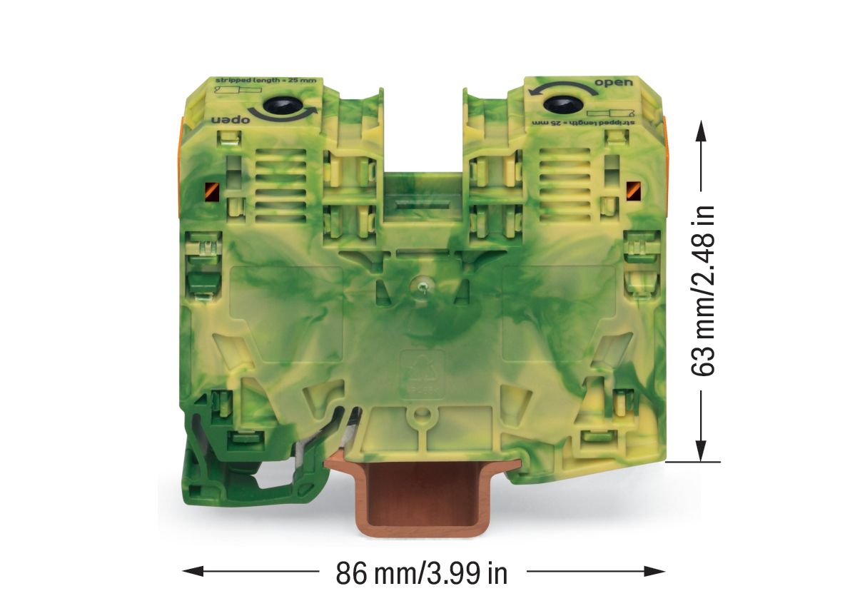 Schutzleiter-Reihenklemme Serie 285 6-35qmm gn/ge 1Etage Hutschiene TH35
