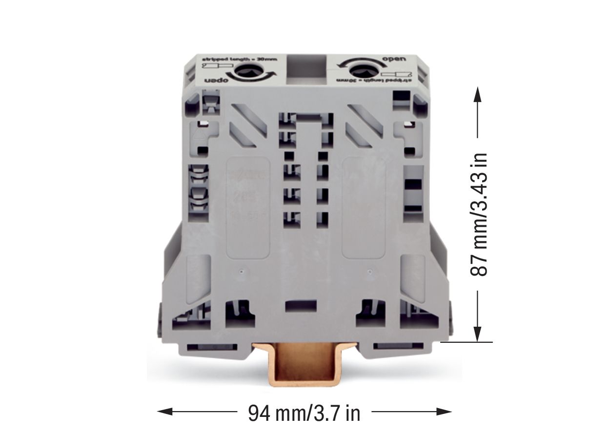Reihenklemme 10-70qmm Serie 285 1Etage 2kl gr 150A Hutschiene TH35