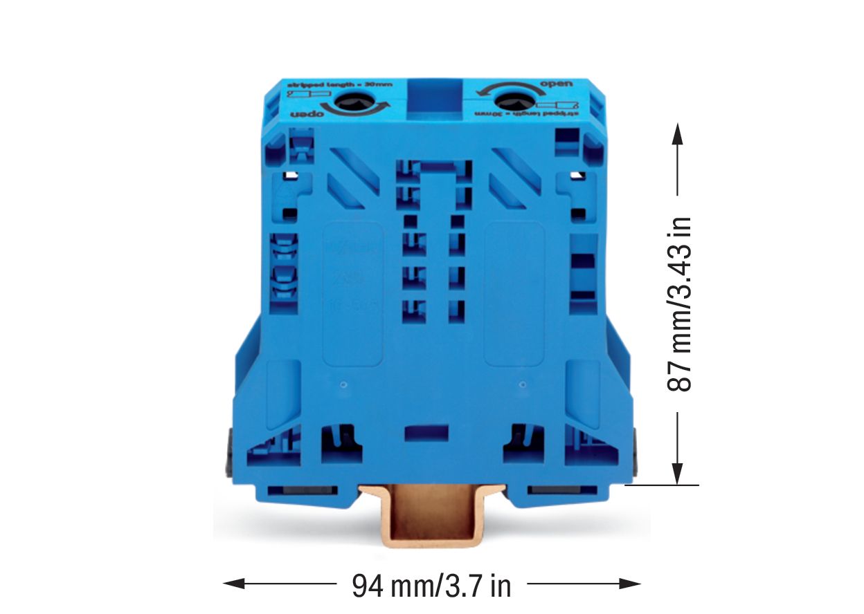 Reihenklemme 10-70qmm Serie 285 1Etage 2kl bl 150A Hutschiene TH35