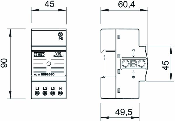 Überspannungsableiter TNNetzform-/TN-S/TT Netzform-TN/TN-C-S/TN-S/TT 230VAC 1,1kV