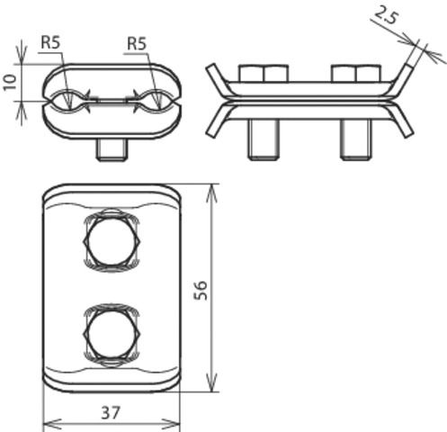 Parallelverbinder ST f/vz SKT-Schr Ø10mm