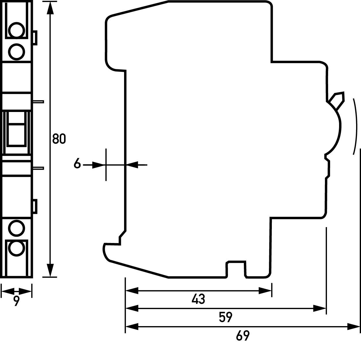 Fehlerschalter 1S 1Ö FI/LS-Schalt 4A 250V Hilfsschalter/Fehlersignalschalter