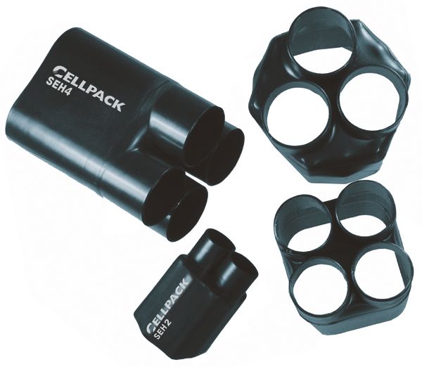 Aufteilkappe Warmschrumpf 4adrig Ø28/9mm 1,5-10qmm 70mm f.4p Kab Ø8/2mm -30-135°C