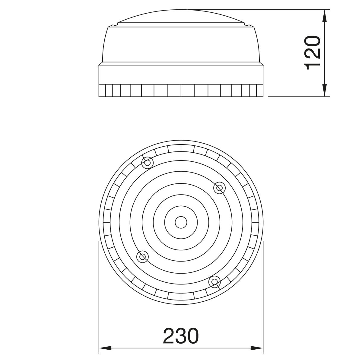 Anbauleuchte TONDA 100W HV gr IP44 E27 Ø230x175mm