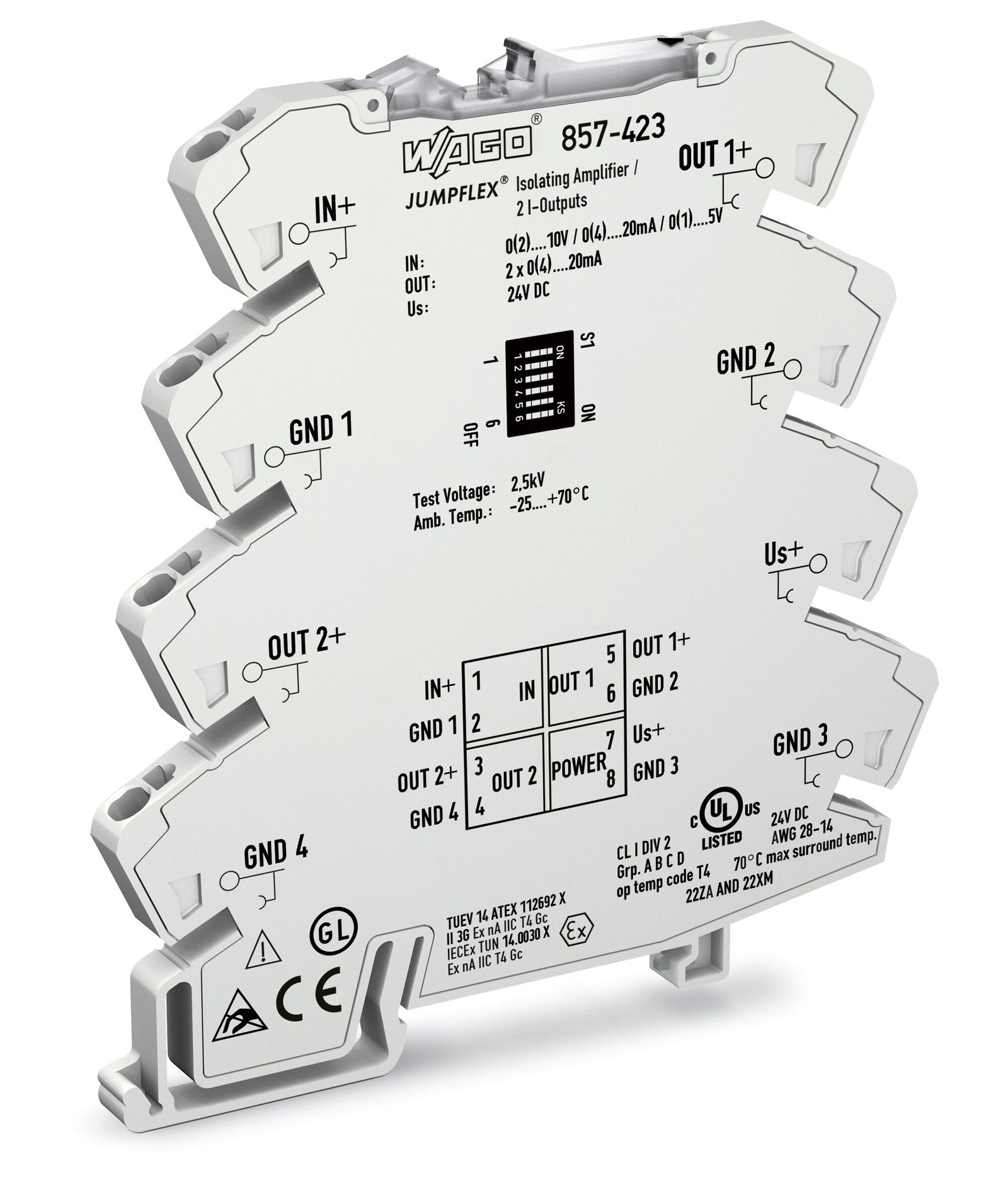 Trennverstärker 24V Serie 857 2Kan Federzugans 300Ohm