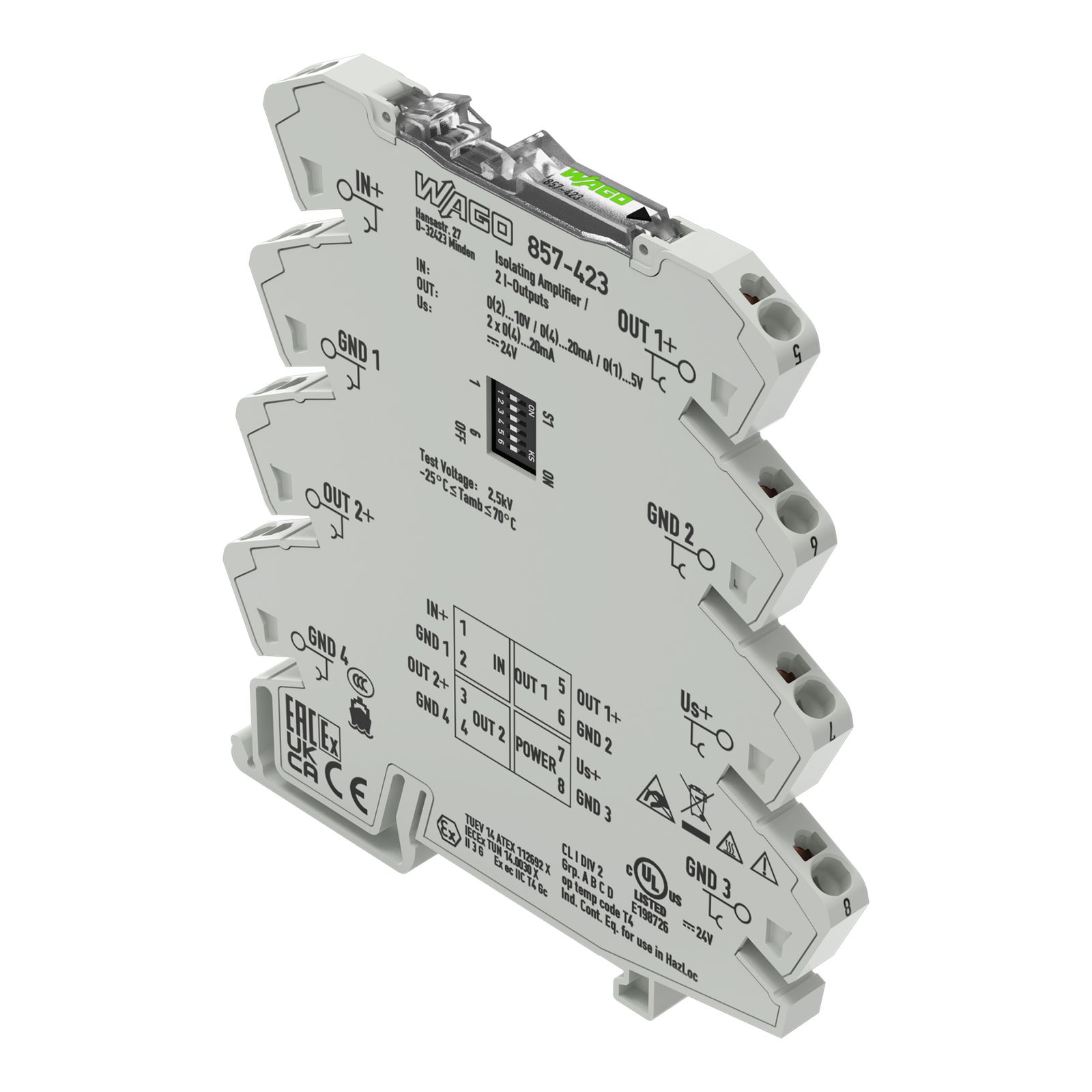 Trennverstärker 24V Serie 857 2Kan Federzugans 300Ohm
