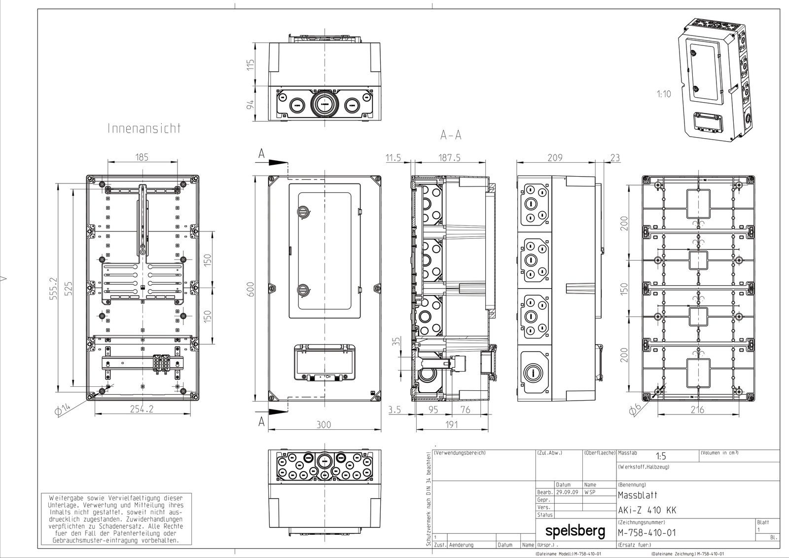 Zählergehäuse Aufb IP65 Kst 300x210x600mm