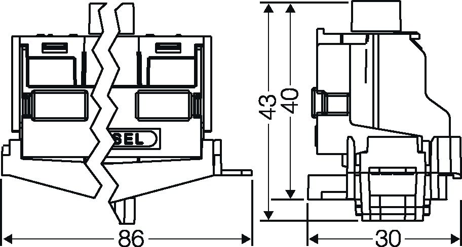 Klemmleiste 2p mehrf 80A 1,5-25qmm TS35 Hutschiene TH35 Thermopl 86mm Schraub