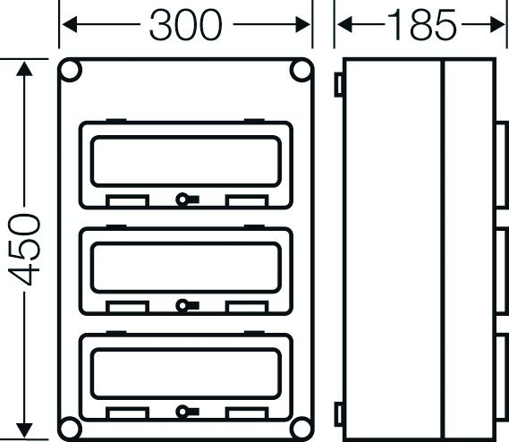 Automatengehäuse AP 3x12TE Kst IP65 REG 300x450x185mm ET93mm