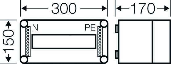 Automatengehäuse AP 1x9TE Kst IP65 REG 300x150x170mm ET93mm