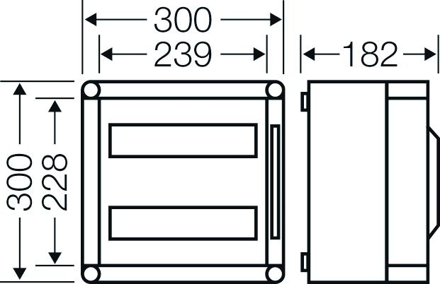 Automatengehäuse AP 2x12TE Kst IP65 REG 300x300x182mm ET93mm