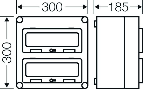 Automatengehäuse AP 2x12TE Kst IP65 REG 300x300x185mm ET93mm