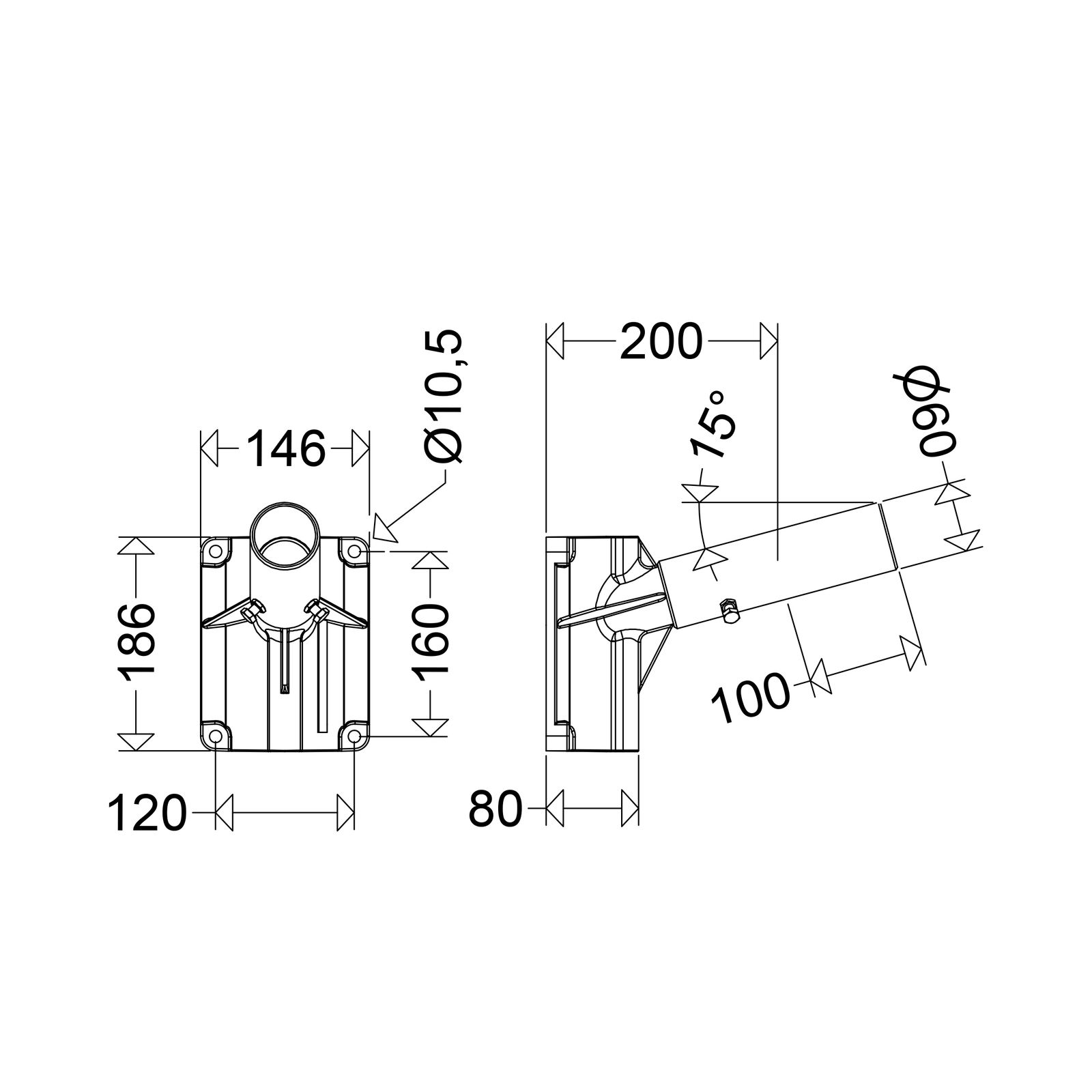 Ausleger si Alu L186mm B146mm