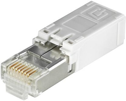 Modular-Stecker Cat6A RJ45 26-22AWG Feldkonf Schirm massiv f.Rundkabel