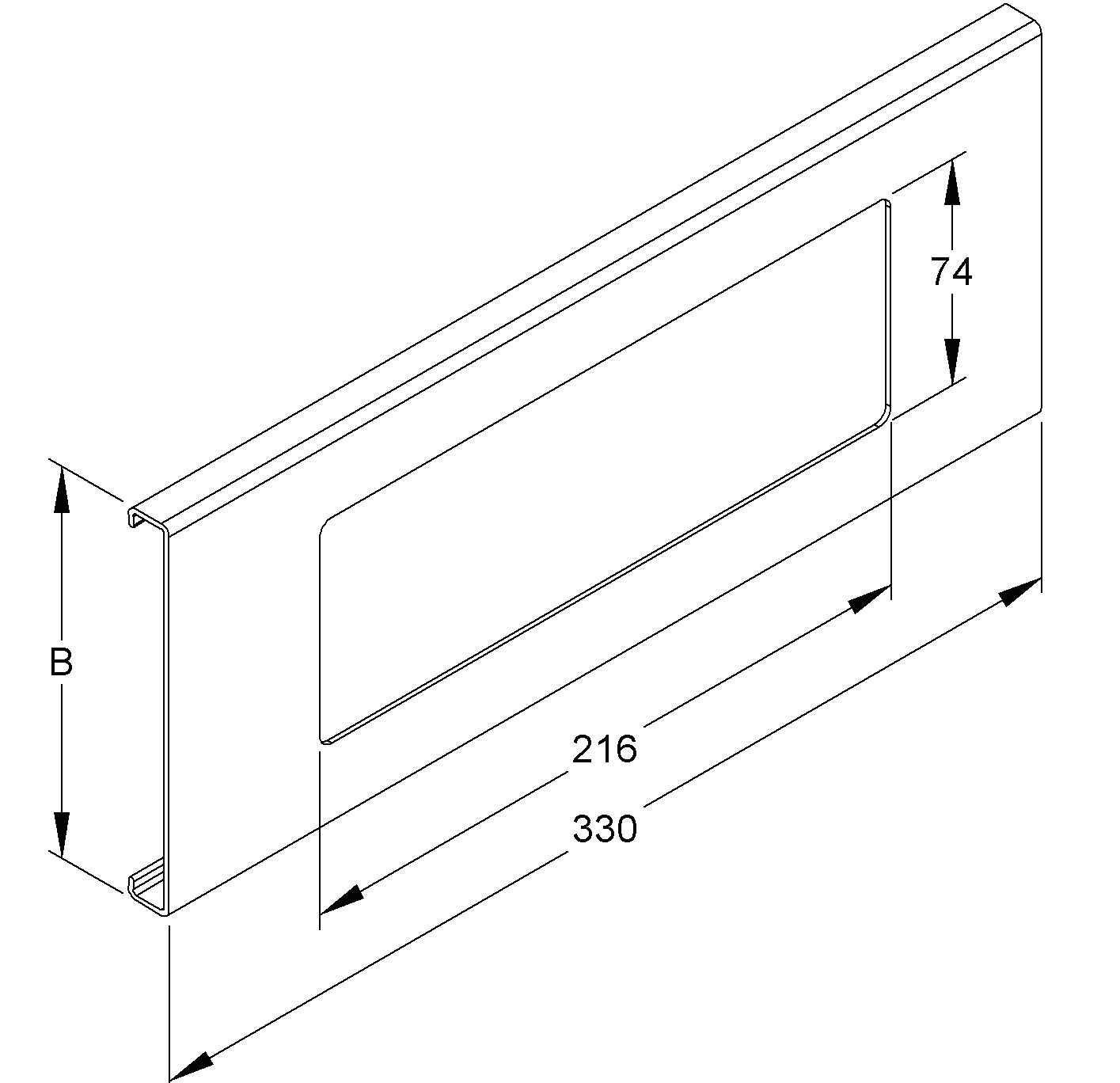 Geräteblende GEB-K 3f 150mm Kst cws EinbGer_Rahm