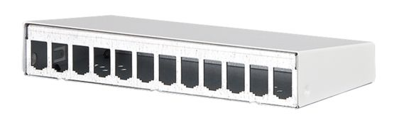 Modulträger 16Ports Wandmont Schirm RAL9010 43,6x300x110mm