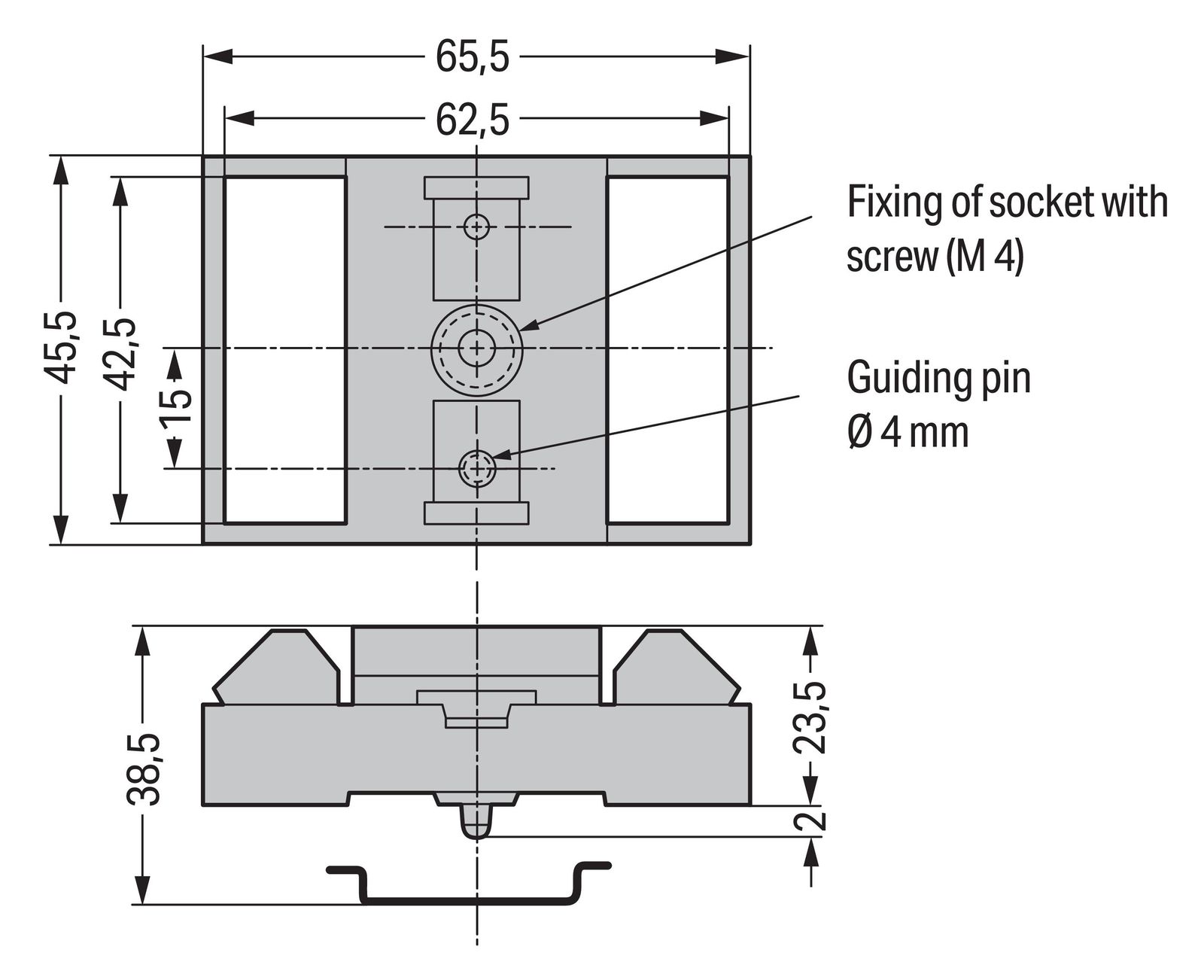 Sockel H26,5xB45,5xT65,5mm Kst gr