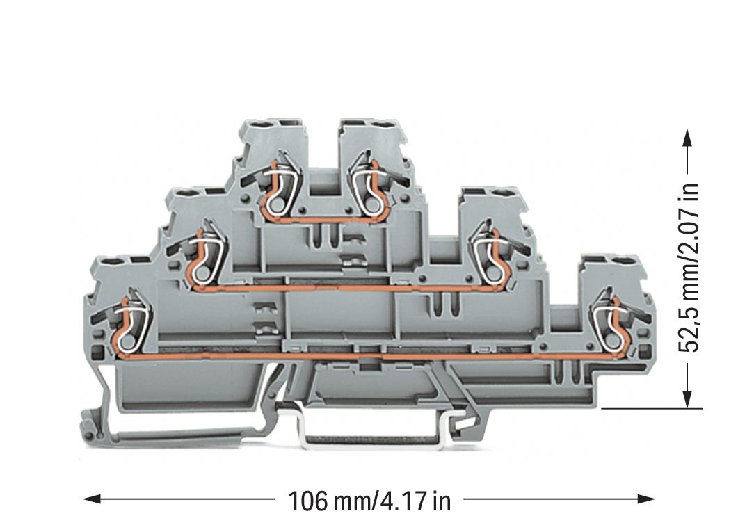 Reihenklemme 0,08-4qmm Serie 870 3Etagen 2kl gr 24A Hutschiene TH35