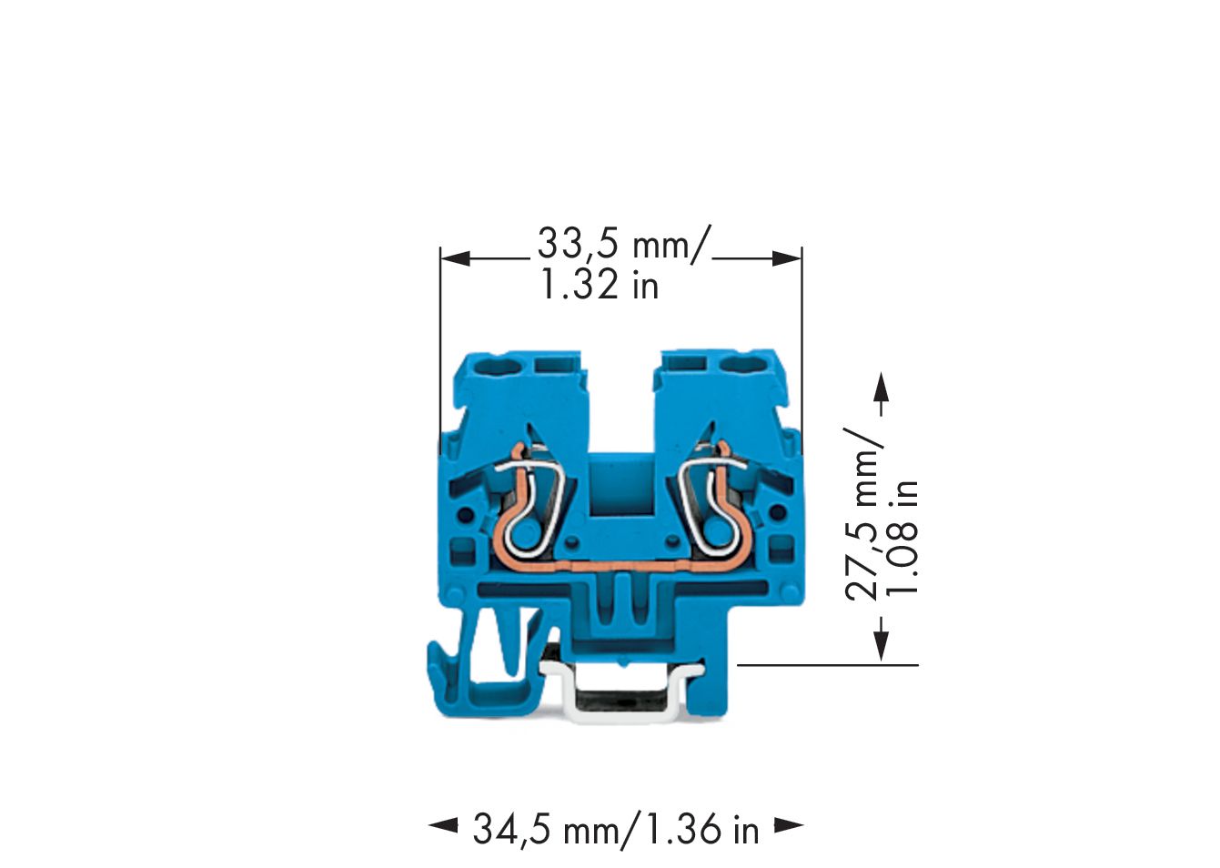 Reihenklemme 0,08-4qmm Serie 870 1Etage 2kl bl 24A Hutschiene TH15